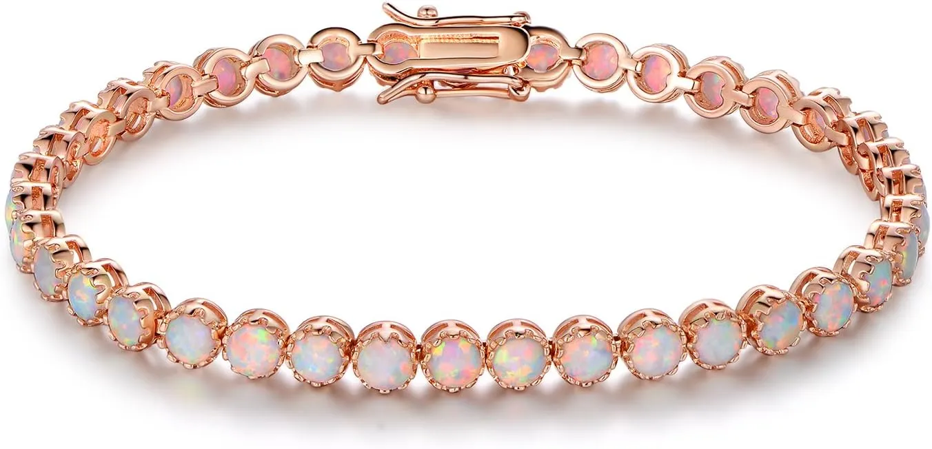Barzel 18K Gold Plated Crown Created Opal Bracelet Tennis