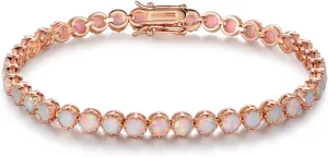 Barzel 18K Gold Plated Crown Created Opal Bracelet Tennis