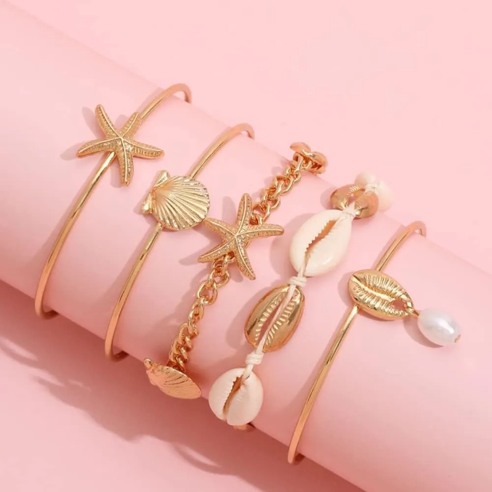 Beach Jewlery for Women Shell Starfish Charm Bracelets Summer Stuff Beaded Boho Bracelet Surfer Beachy Seashell Vacation Accessories
