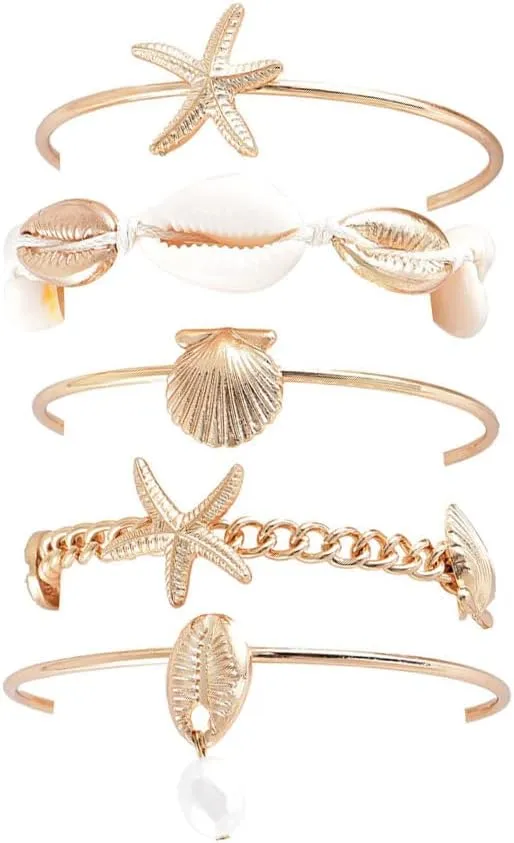 Beach Jewlery for Women Shell Starfish Charm Bracelets Summer Stuff Beaded Boho Bracelet Surfer Beachy Seashell Vacation Accessories