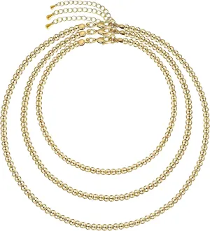 Bead Necklace for Women,Beaded Ball Necklaces 4mm