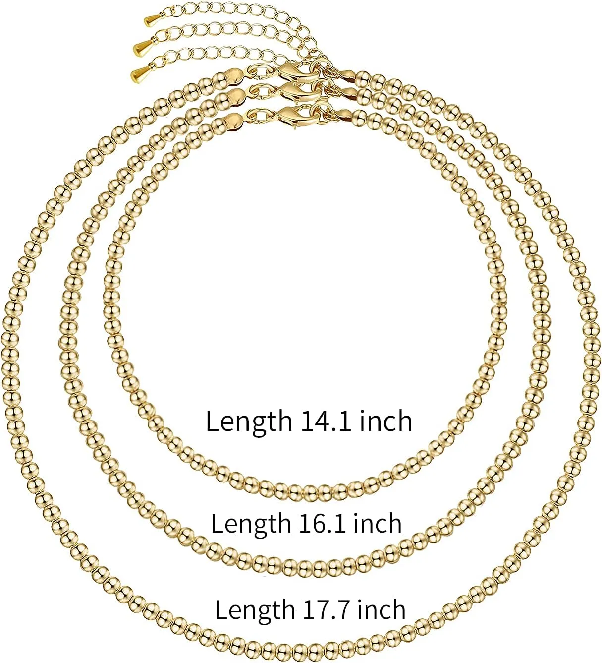 Bead Necklace for Women,Beaded Ball Necklaces 4mm