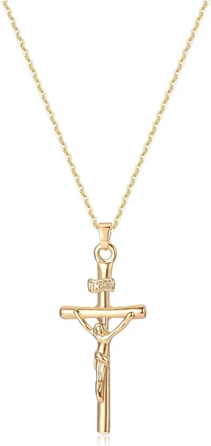 Befettly Cross Pendant Necklaces For Women Dainty Handmade 18k Plated Gold Chain Necklace Simple Coin CZ Triangle Jewelry Choker
