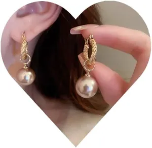 Big Pearl Earrings 925 Sterling Silver Pearl Dangle Earrings Dainty Pearl Drop Earrings Huggie Earrings Jewelry for Women
