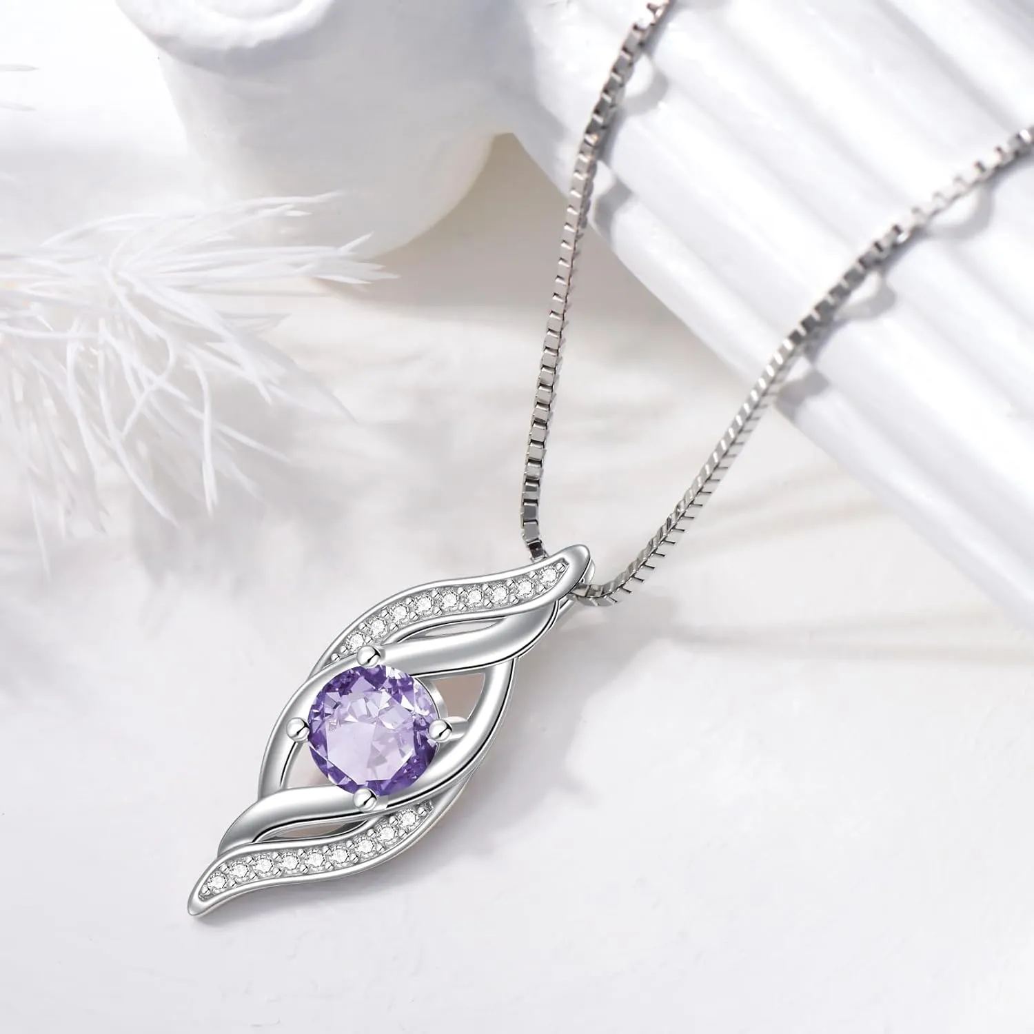 Birthstone Infinity Necklace for Women S925 Sterling Silver Infinity Love Jewelry Birthday Gifts for Her