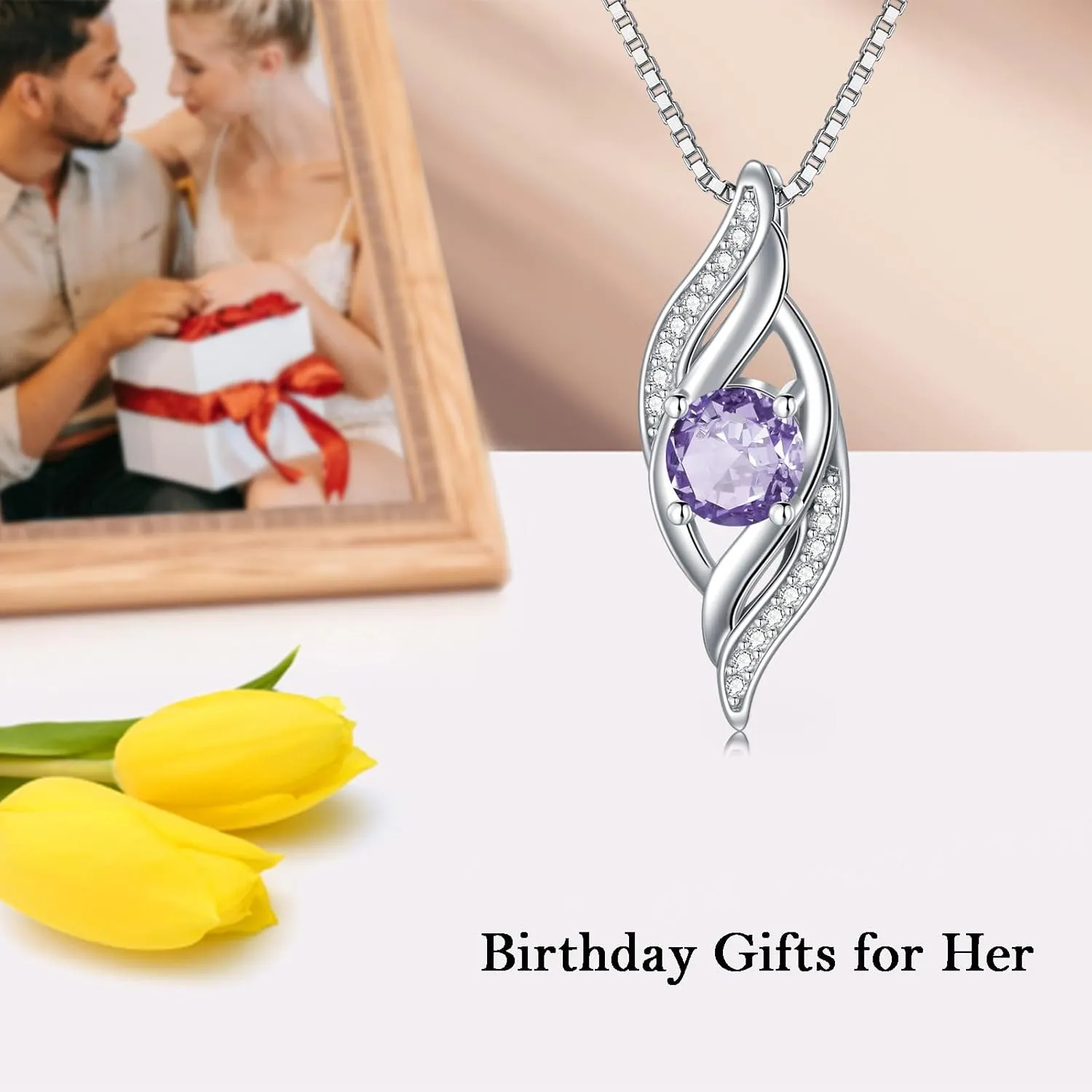 Birthstone Infinity Necklace for Women S925 Sterling Silver Infinity Love Jewelry Birthday Gifts for Her