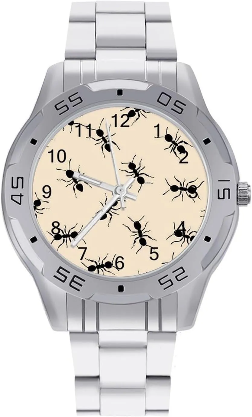 Black Ants Classic Wrist Watches for Men Casual Business Dress Watch with Stainless Steel Band Work Party