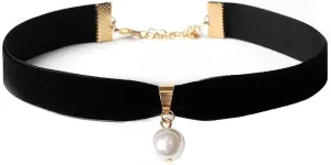 Black Velvet Choker Necklace,Black Choker Necklace for Women,Adjustable Gothic Pearl Choker Necklace,Y2K Black Choker Classic Choker Collar for Valentines Day Halloween Cosplay Party Jewelry