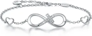 BlingGem Bracelet for Women Infinity Cross 925 Sterling Silver Cubic Zirconia Religious Cross Infinity Love Charm Bracelet Birthday Jewelry Gifts for Women Wife