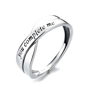 BOKIIWAY 925 Sterling Silver You complete me Ring for Women-Vintage Style Statement Bohemian Dainty Open Adjustable Wedding Band Ring for Women (YM RING)