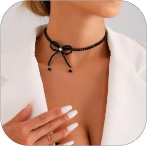 Bow Necklace Pearl Bow Necklace Gold Bow Choker Necklace Trendy Bowknot Ribbon Pearl Choker Necklace Trendy Stuff Jewelry Gifts