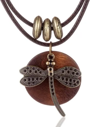 Brown Wooden Choker Chunky Pendant Necklaces for women