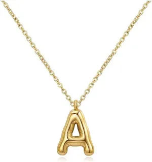 Bubble Letter Necklace for Women Balloon Initial Necklaces Dainty 18K Gold Plated Alphabet Pendant Necklaces Girlfriend Name Personalized Jewelry Gift