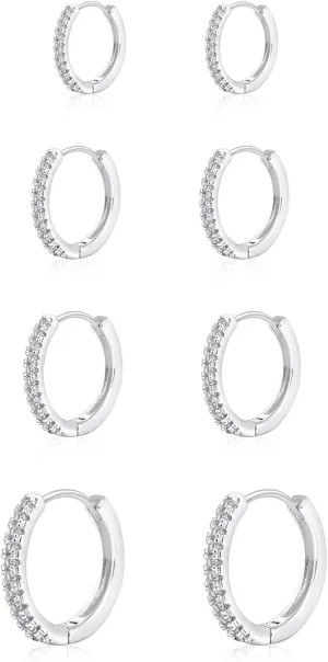 CAROVO Gold Hoop Earrings Set for Women Dainty 14K Gold/Silver Plated CZ Cartilage Earring Small Hoop Earring Set Multiple Piercing Lightweight Chunky Open Hoop Earrings Jewelry Gifts for Women