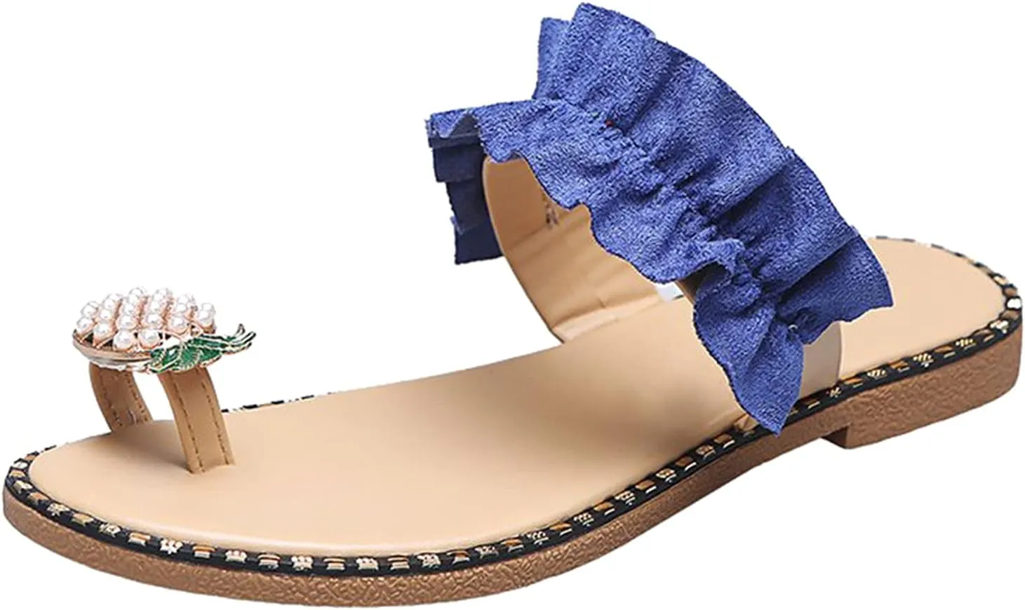 Cathalem Platform Sandals for Women Summer Dressy Casual Flip Flops Beaded Shoes Women Clip Toe Boho Comfortable Beach Sandals