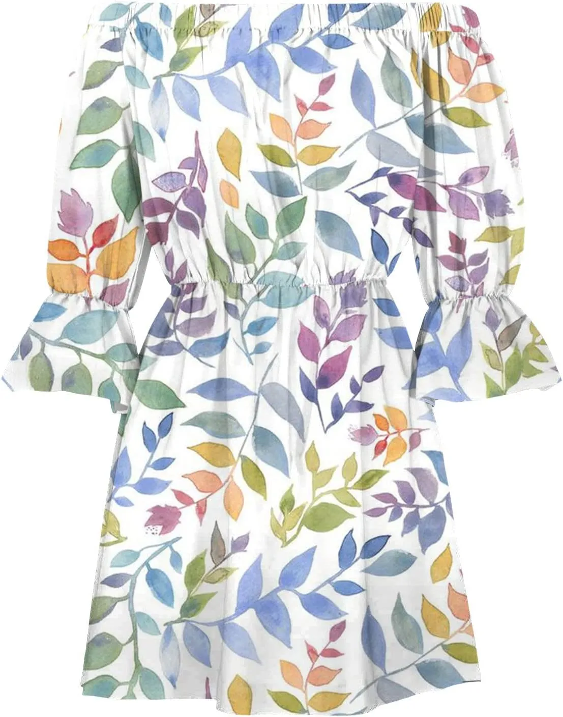 Ceboyel Women Off Shoulder Hawaiian Sundress Boho Ruffle Dresses Swing Beach Dress Sexy Casual Tropical Vacation Clothes