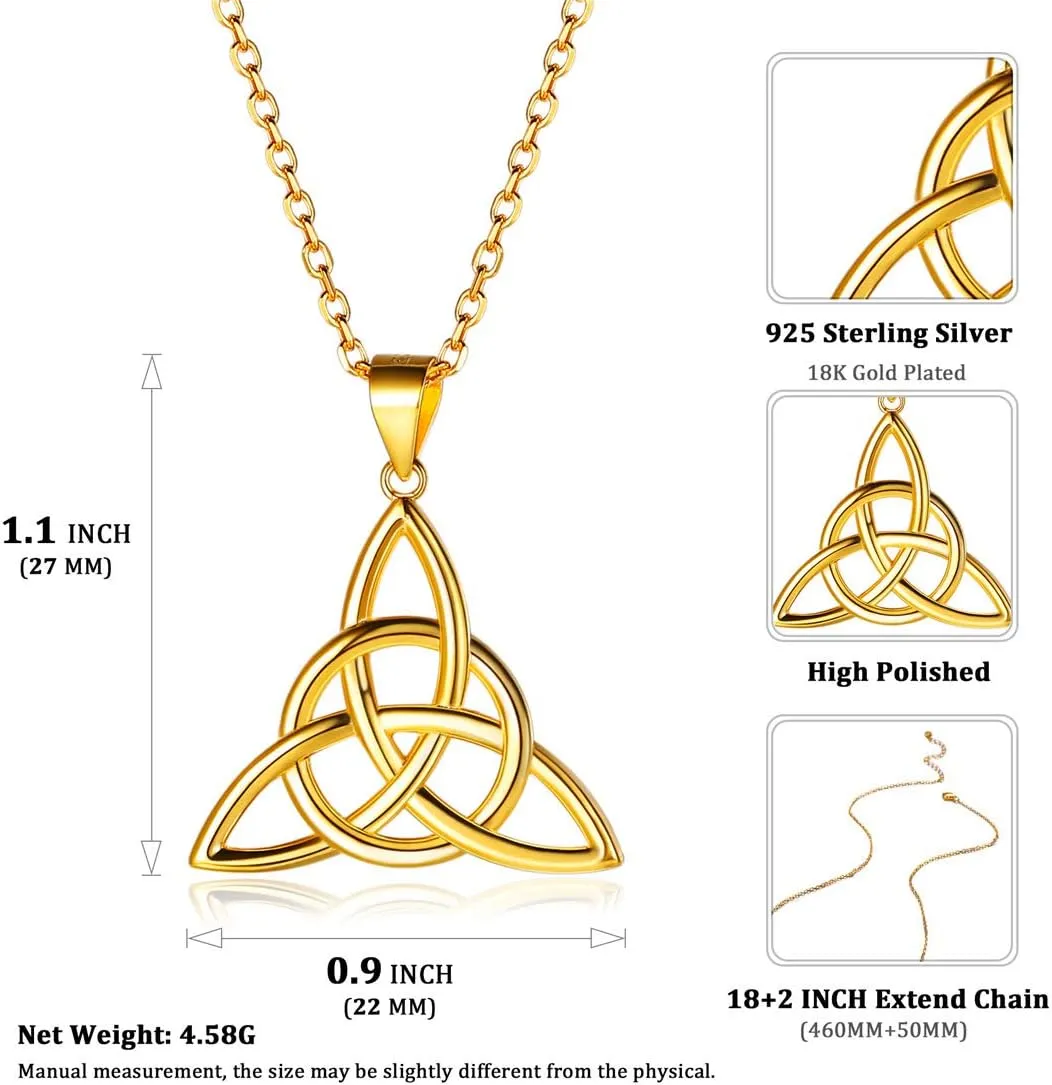 ChicSilver 925 Sterling Silver Good Luck Irish Celtic Knot Necklaces Vintage Triangle/Cross/Round Pendant Necklaces Gift for Women (with Gift Box)