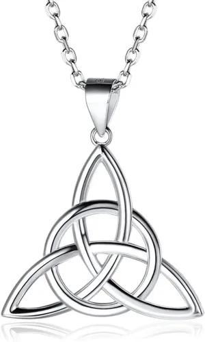 ChicSilver 925 Sterling Silver Good Luck Irish Celtic Knot Necklaces Vintage Triangle/Cross/Round Pendant Necklaces Gift for Women (with Gift Box)