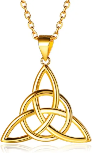 ChicSilver 925 Sterling Silver Good Luck Irish Celtic Knot Necklaces Vintage Triangle/Cross/Round Pendant Necklaces Gift for Women (with Gift Box)