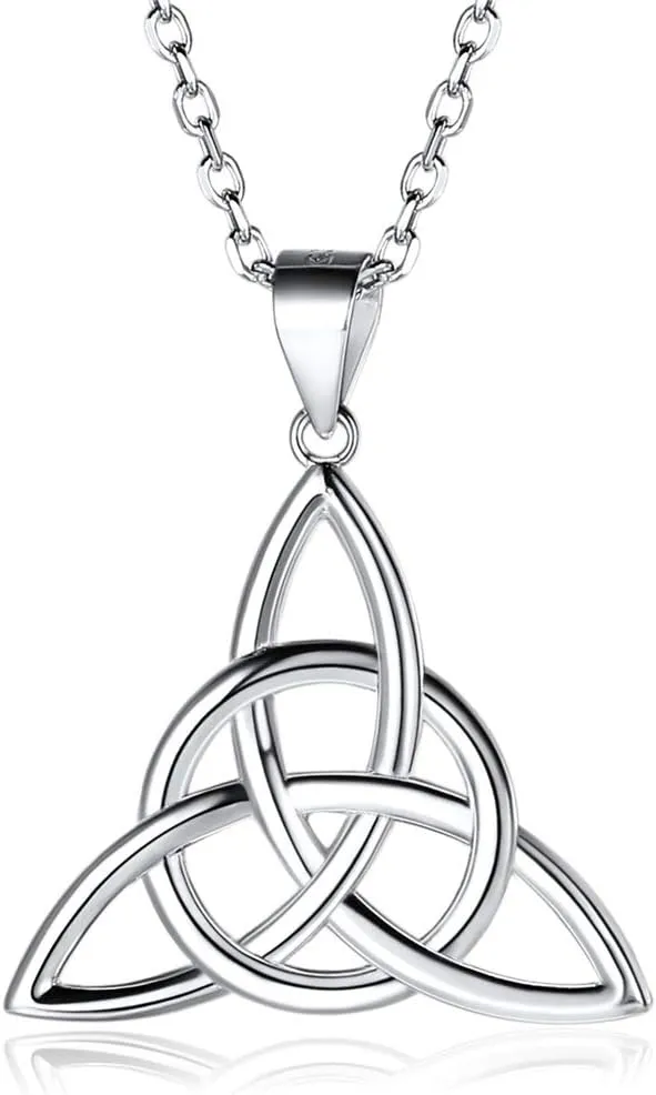 ChicSilver 925 Sterling Silver Good Luck Irish Celtic Knot Necklaces Vintage Triangle/Cross/Round Pendant Necklaces Gift for Women (with Gift Box)