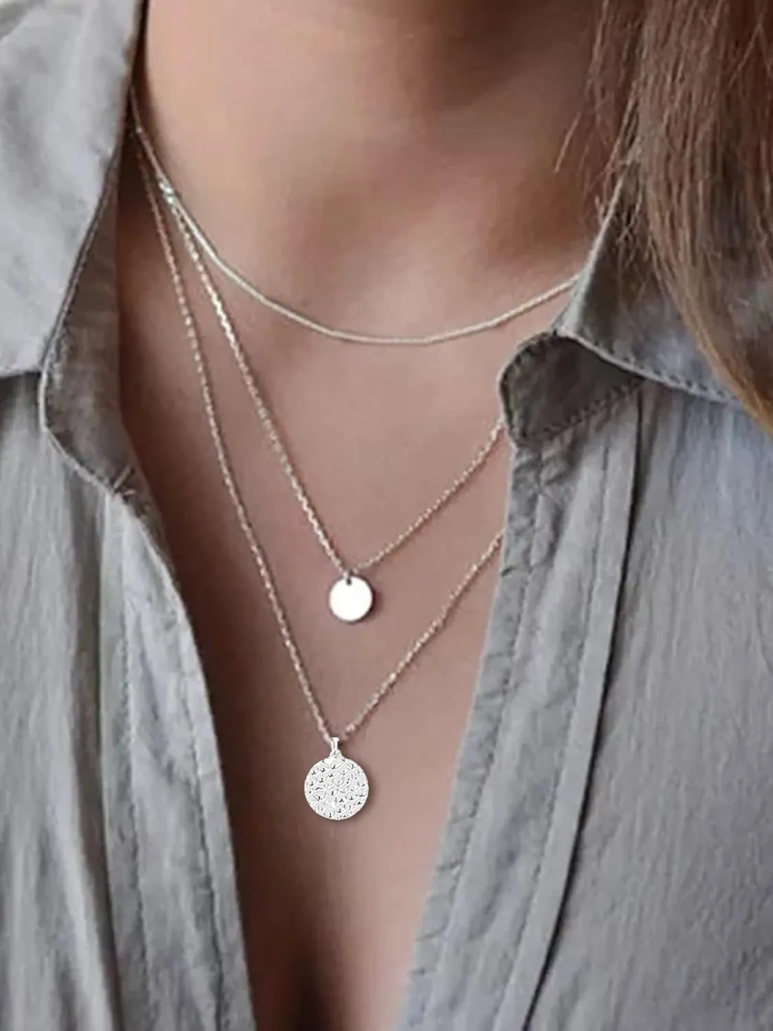 choice of all Layered Necklaces for Women Gold Layered Choker Necklaces for Teen Girls Dainty Multilayer Disc Necklace