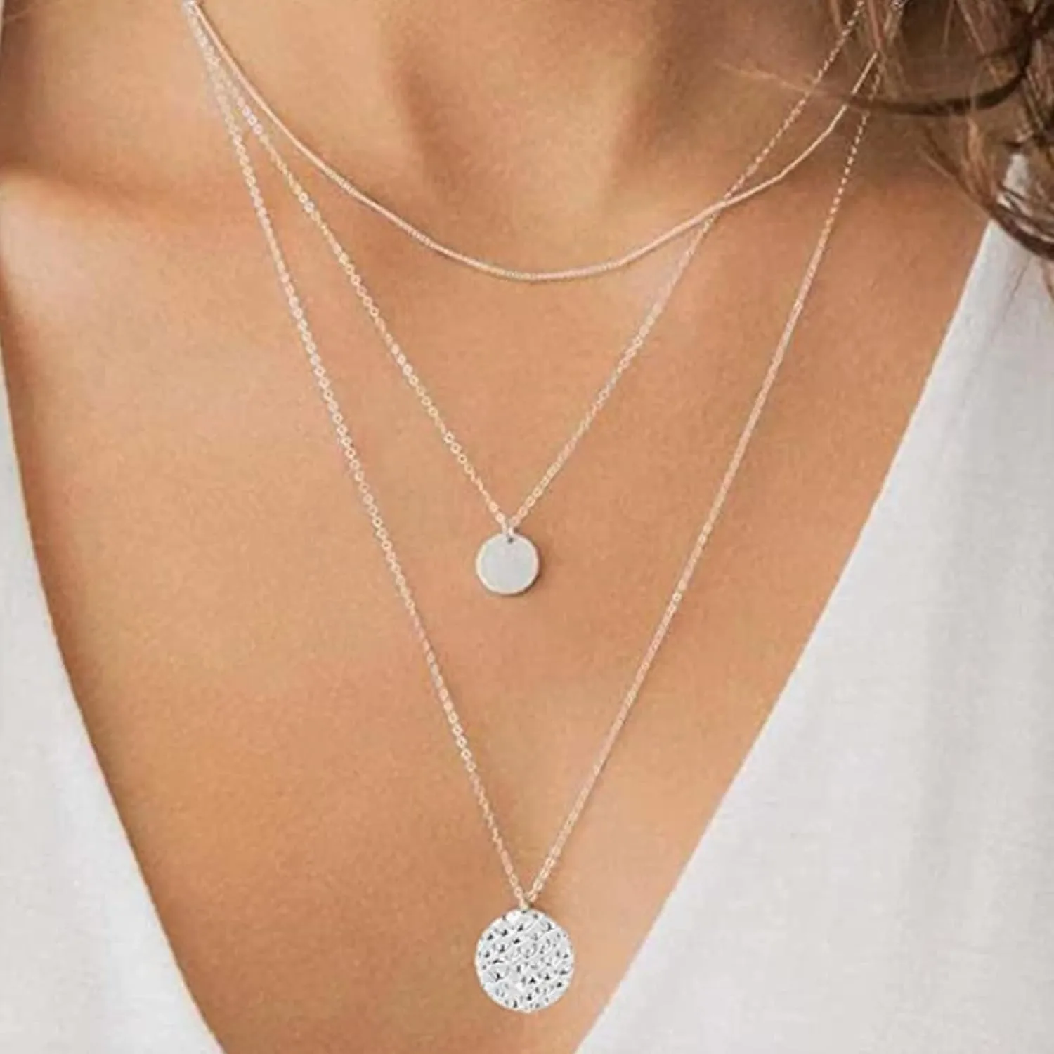 choice of all Layered Necklaces for Women Gold Layered Choker Necklaces for Teen Girls Dainty Multilayer Disc Necklace