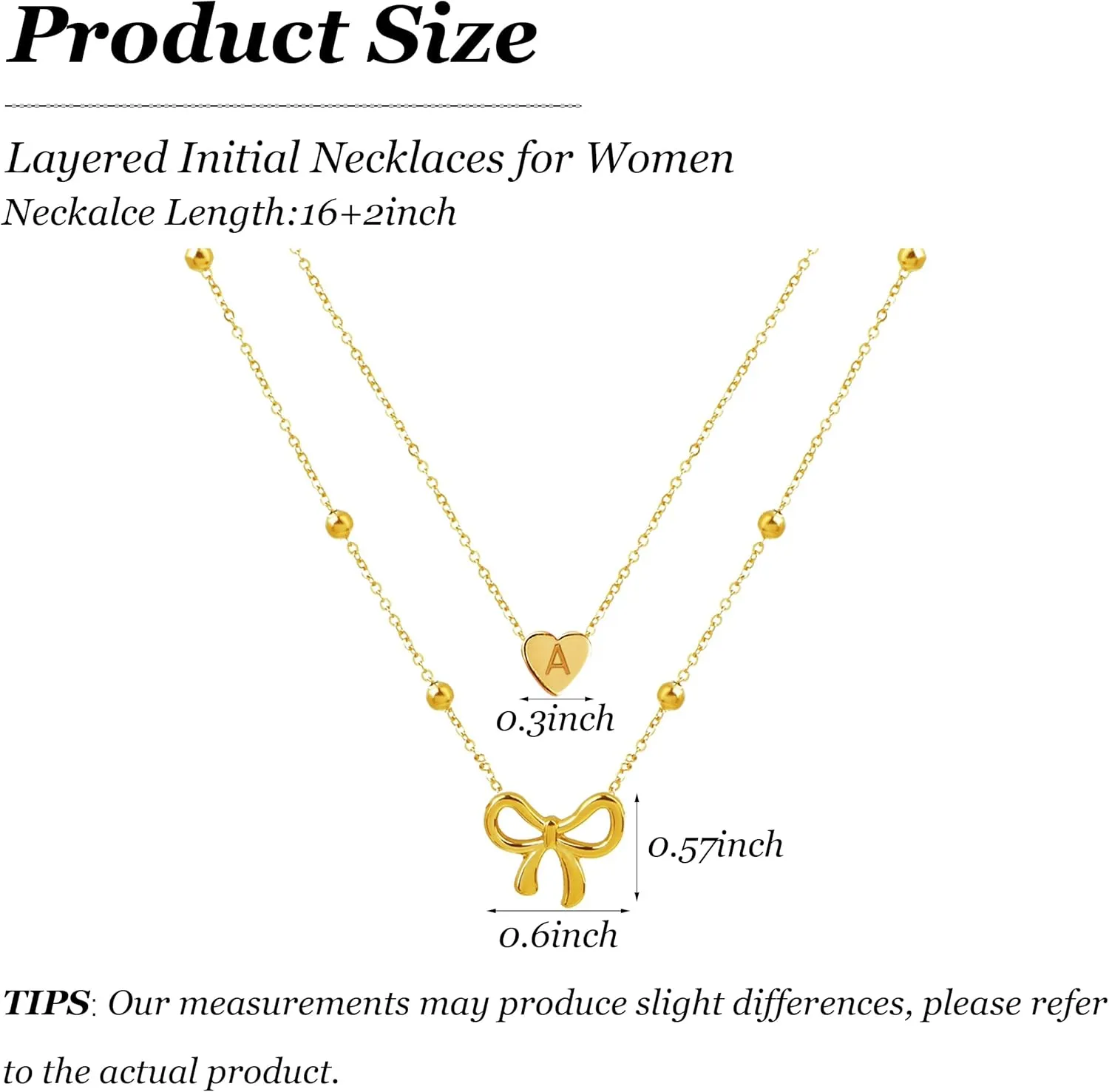 Choistily Layered Gold Initial Necklace for Women Personalized Bow Letter Pendant Stackable Jewelry Gift