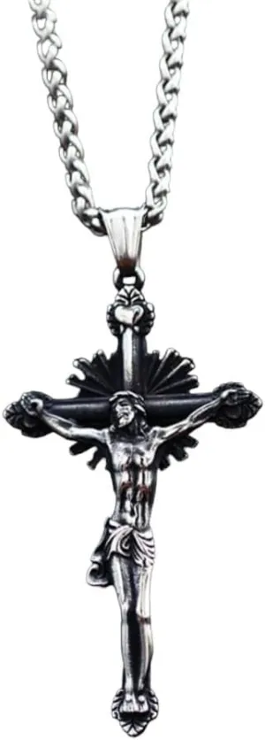 Christ Jesus Pendant Necklace 316L Stainless Steel Cross Chain Heavy Men Jewelry Gift Religious Jewelry PTPNU02021