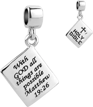Christian Heart Cross Charms for Bracelets Compatible with Pandora Bracelets God Prayer Beads Religious Bible Charm for Women