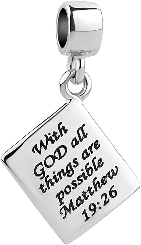Christian Heart Cross Charms for Bracelets Compatible with Pandora Bracelets God Prayer Beads Religious Bible Charm for Women