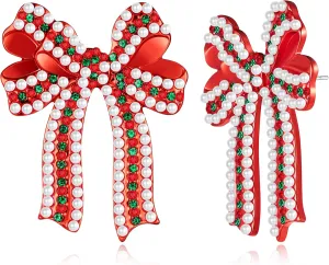 Christmas Earrings for Women Cute Reindeer Earrings Colorful Light Bulb Xmas Earrings Christmas Tree Earrings Gingerbread Deer Garland Bow Earrings Holiday Jewelry