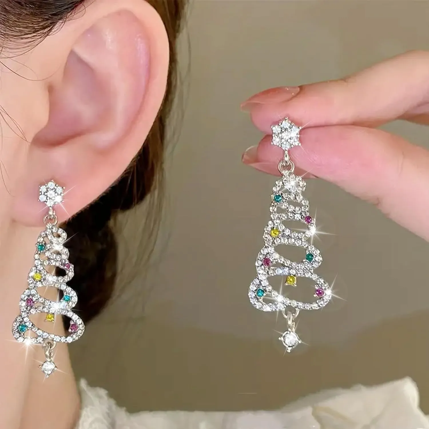Christmas Earrings for Women Stocking Stuffers Christmas Tree Cake Earrings Jingle Bell Snowman Snowflake Bow Candy Cane Gingerbread Reindeer Penguin Earrings Holiday Earrings Xmas Earrings Christmas Gifts