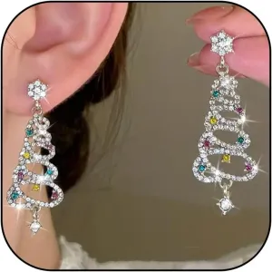 Christmas Earrings for Women Stocking Stuffers Christmas Tree Cake Earrings Jingle Bell Snowman Snowflake Bow Candy Cane Gingerbread Reindeer Penguin Earrings Holiday Earrings Xmas Earrings Christmas Gifts