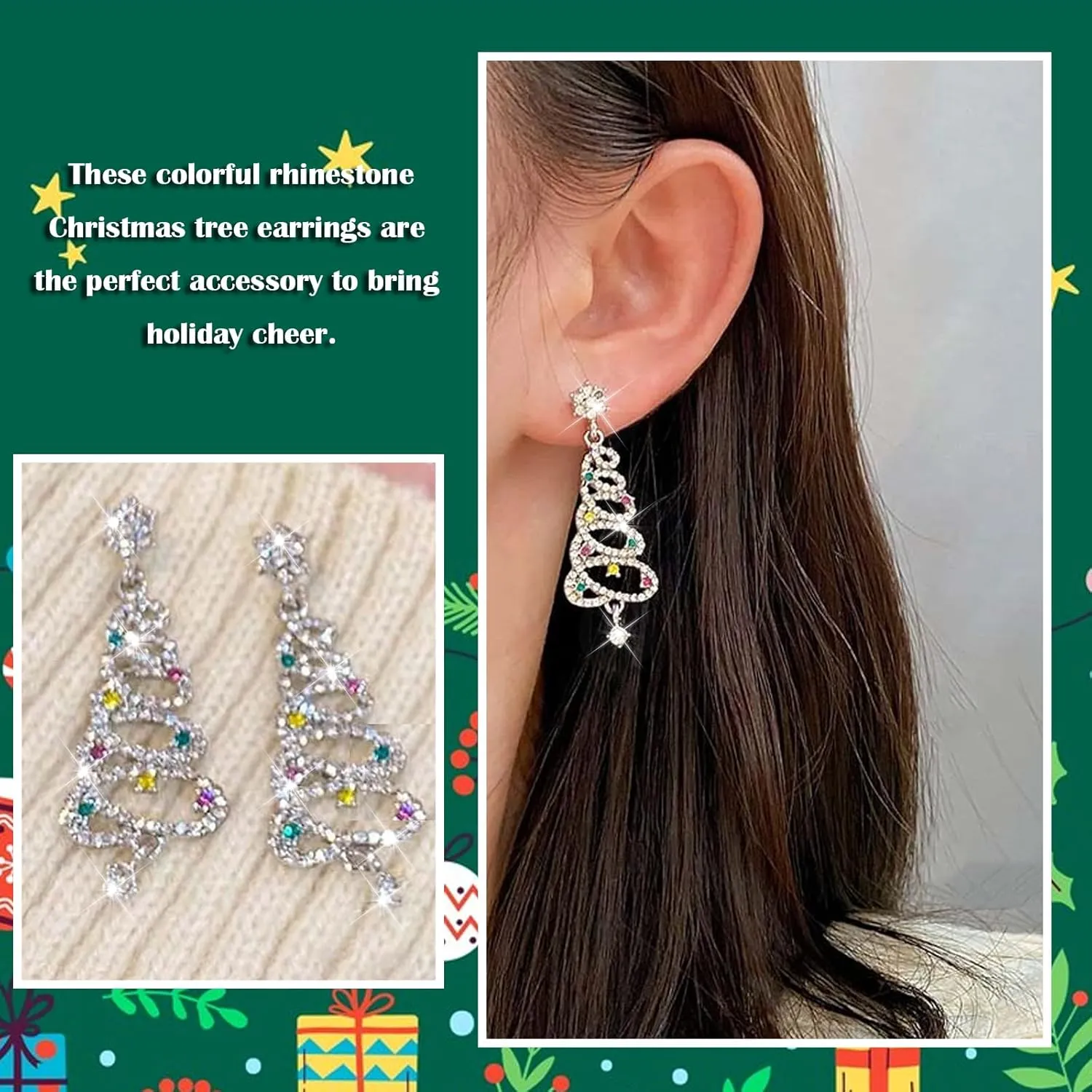 Christmas Earrings for Women Stocking Stuffers Christmas Tree Cake Earrings Jingle Bell Snowman Snowflake Bow Candy Cane Gingerbread Reindeer Penguin Earrings Holiday Earrings Xmas Earrings Christmas Gifts