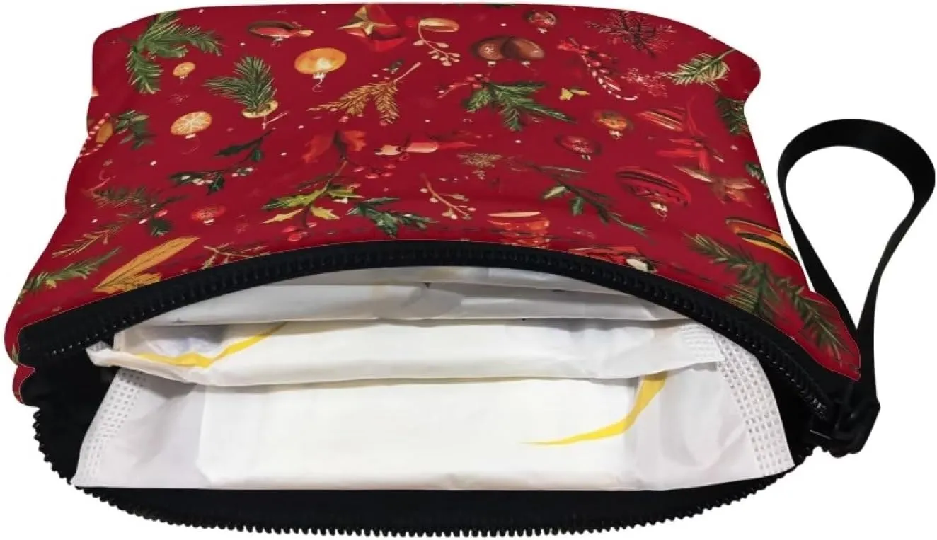 Christmas Leaves Print Purses for Women Small Coins Purse with Wristlet Strap Change Purse for Coins Cash Pouch with Zipper Wallet for Travel Outdoor