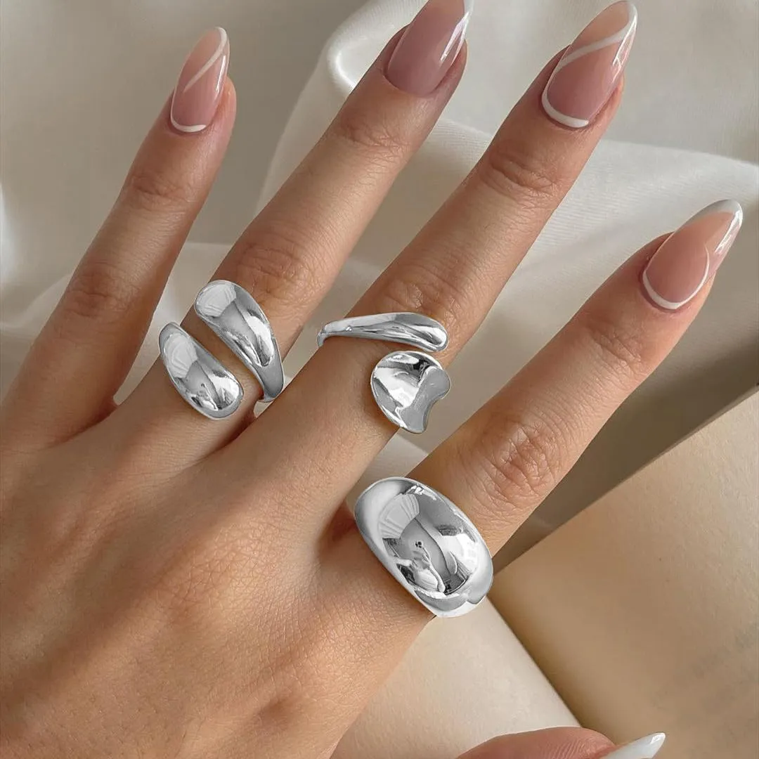Chunky Gold & Silver Statement Rings for Women - Thick, Stackable Dome Rings