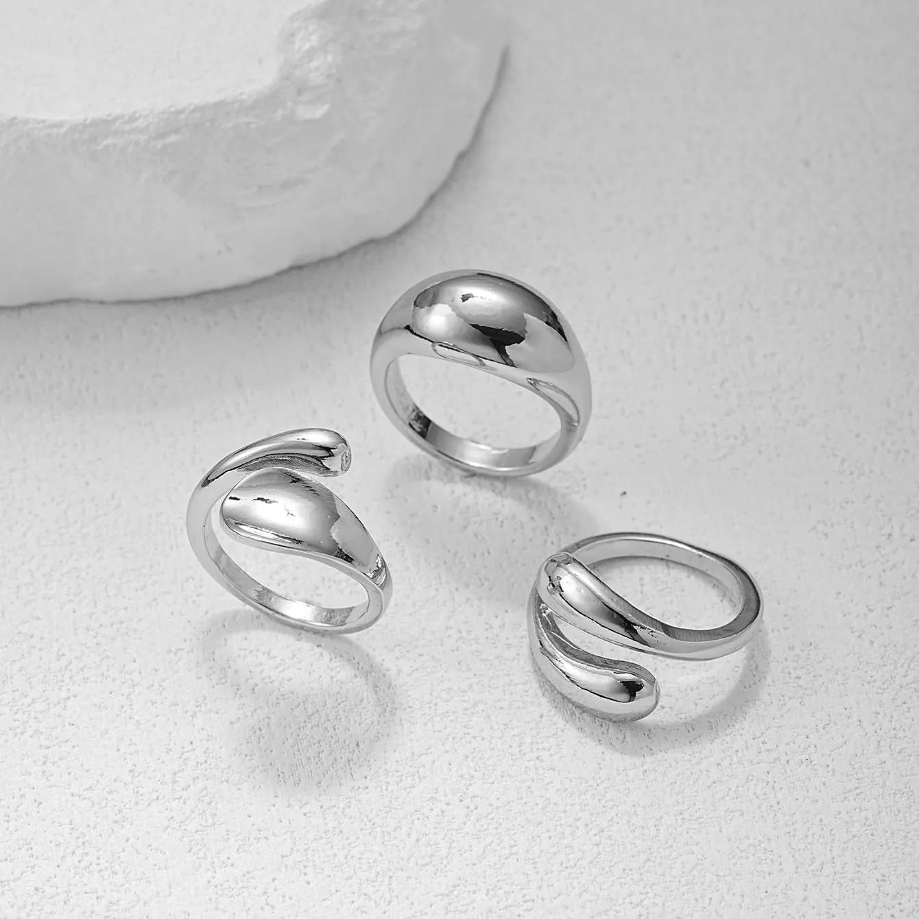 Chunky Gold & Silver Statement Rings for Women - Thick, Stackable Dome Rings