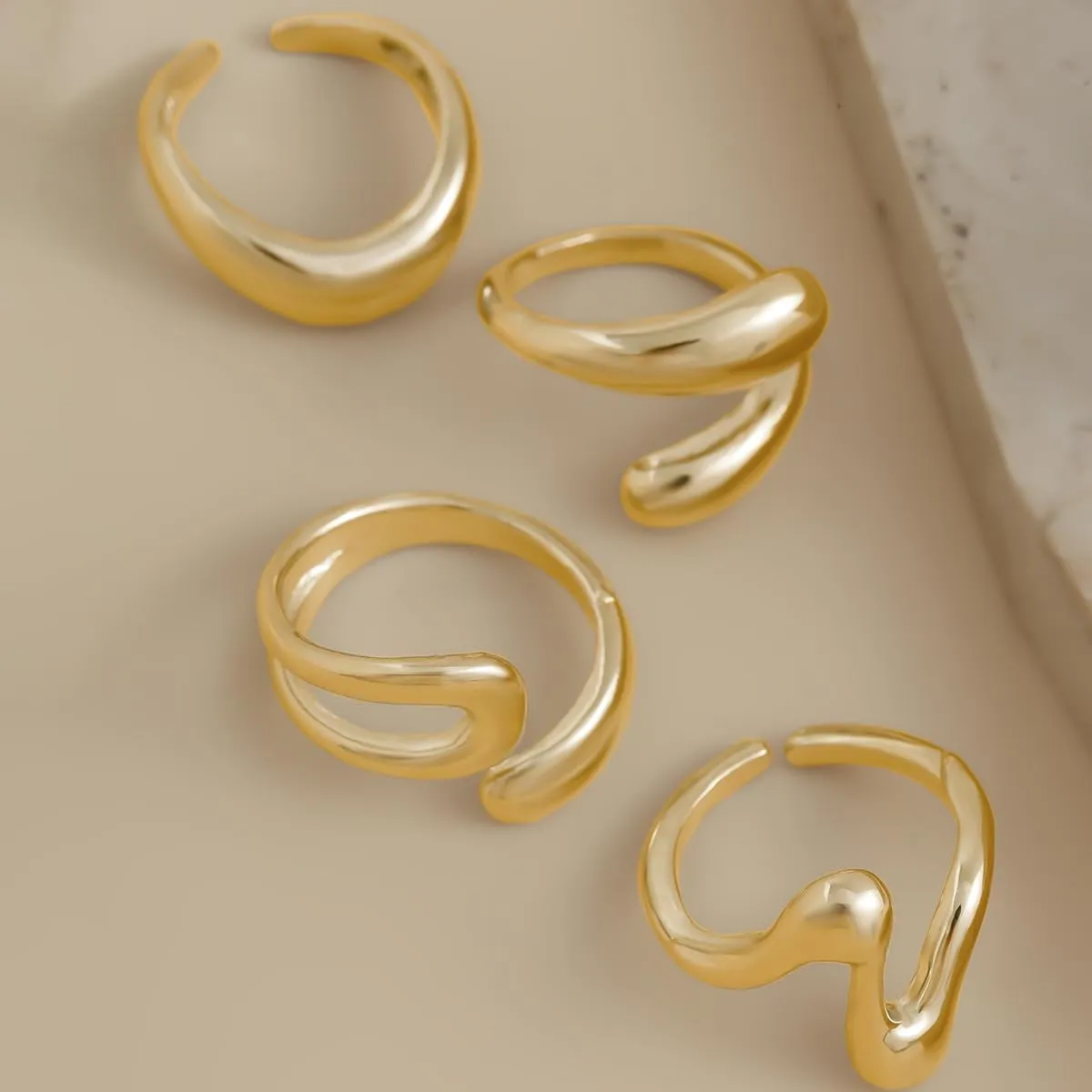 Chunky Gold & Silver Statement Rings for Women - Thick, Stackable Dome Rings