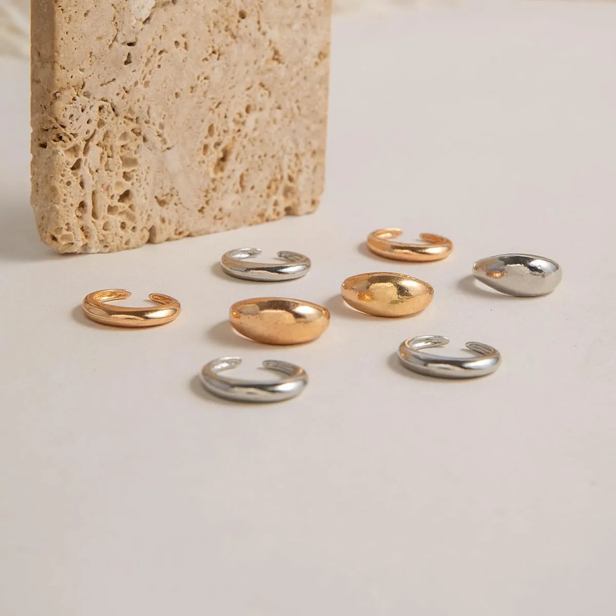 Chunky Gold & Silver Statement Rings for Women - Thick, Stackable Dome Rings