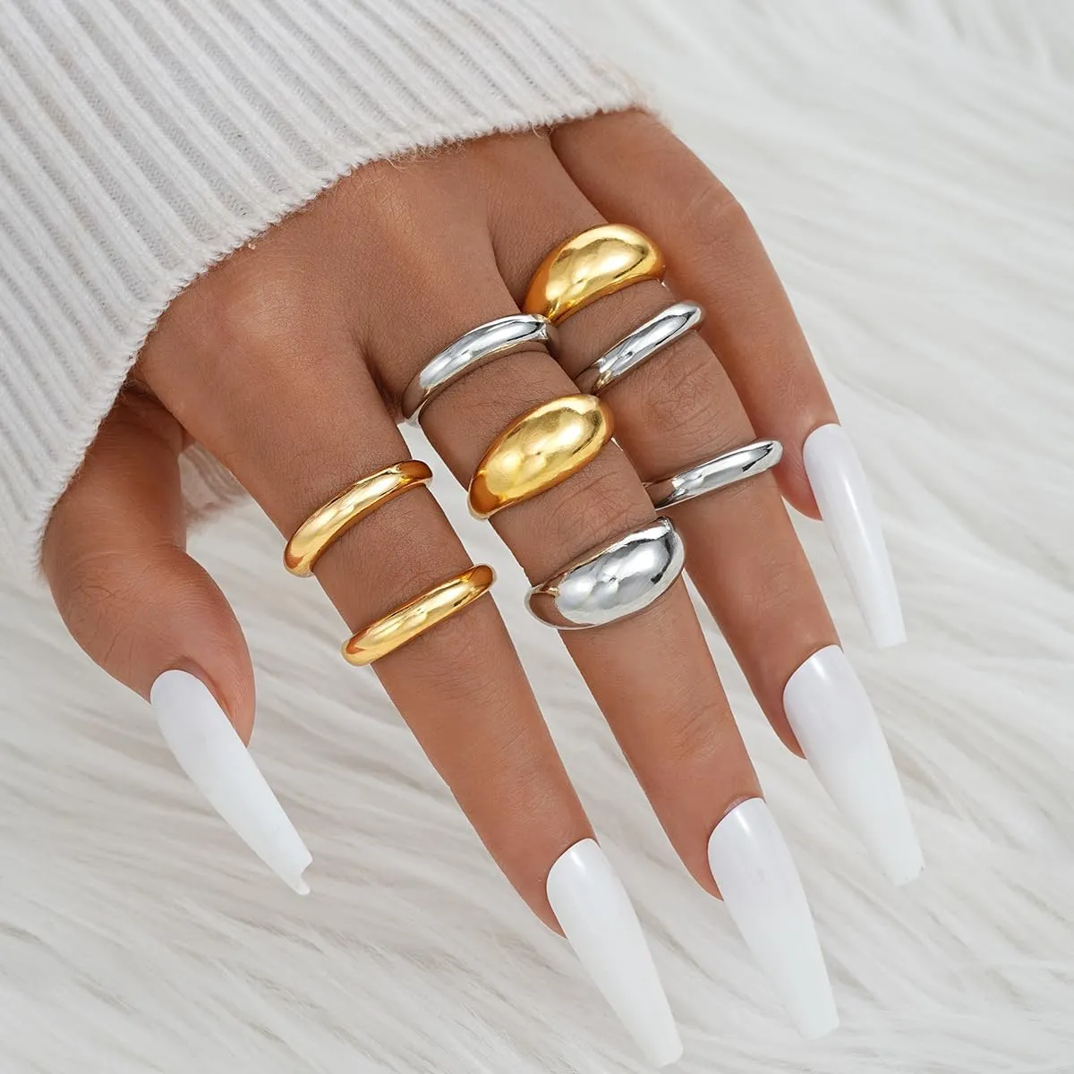 Chunky Gold & Silver Statement Rings for Women - Thick, Stackable Dome Rings