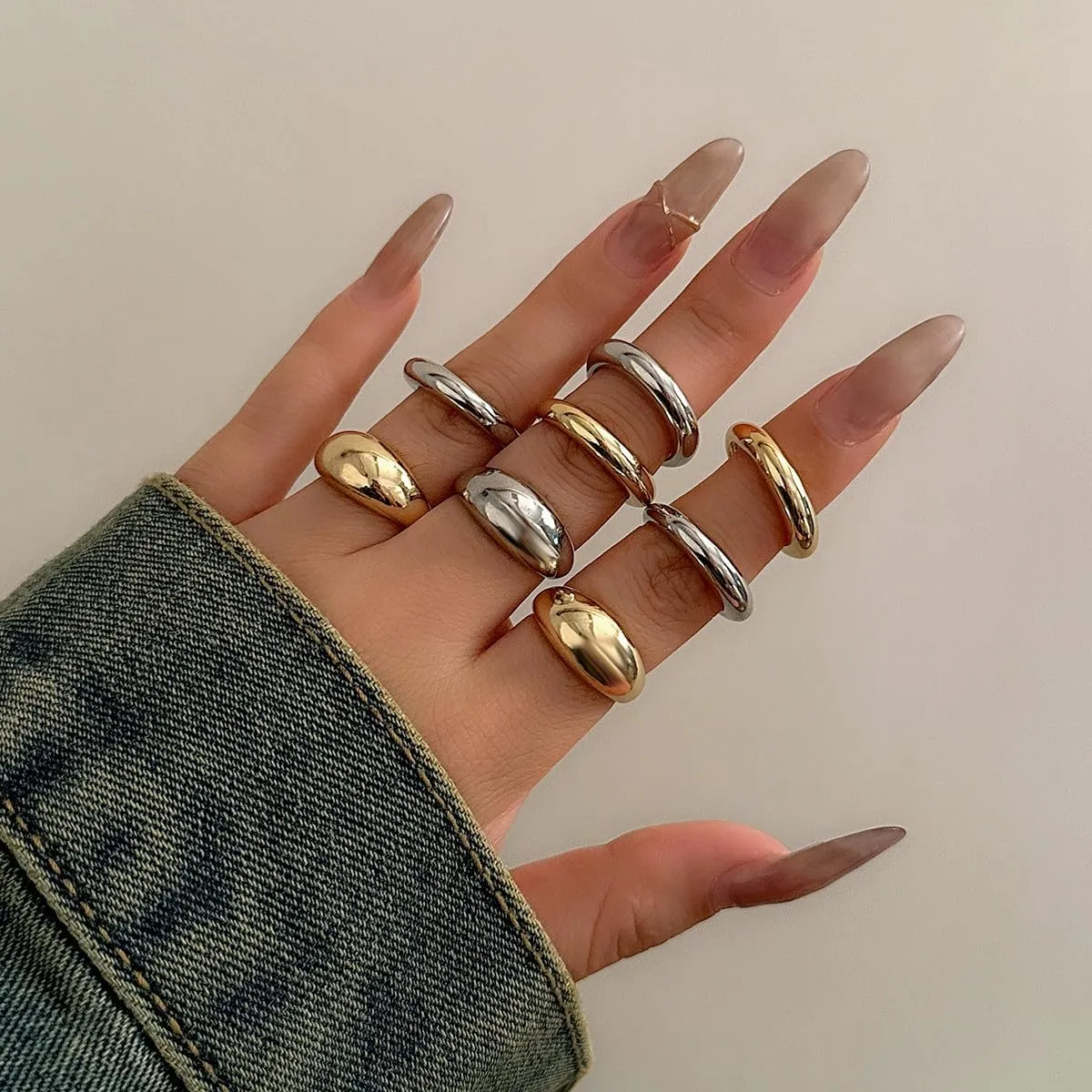 Chunky Gold & Silver Statement Rings for Women - Thick, Stackable Dome Rings