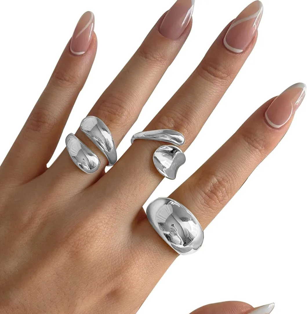 Chunky Gold & Silver Statement Rings for Women - Thick, Stackable Dome Rings