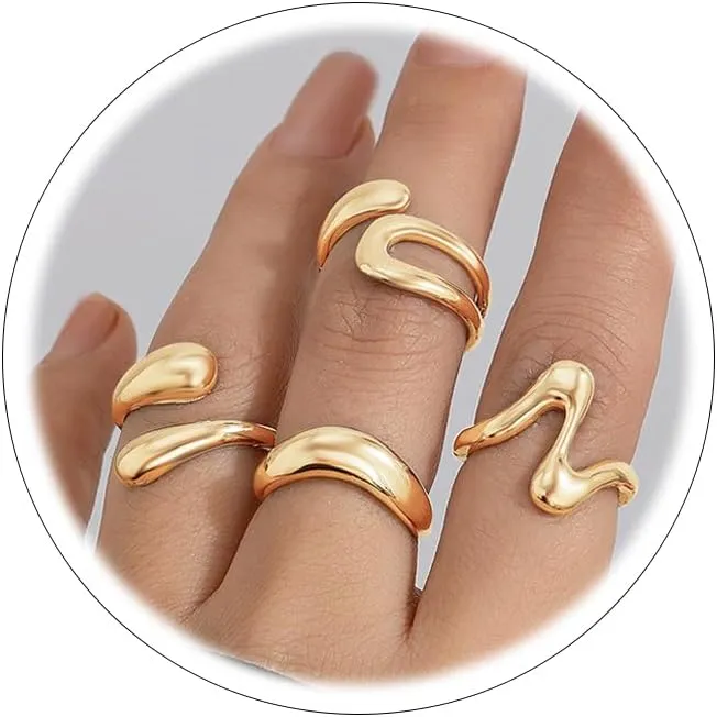Chunky Gold & Silver Statement Rings for Women - Thick, Stackable Dome Rings