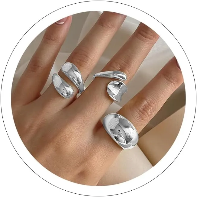 Chunky Gold & Silver Statement Rings for Women - Thick, Stackable Dome Rings