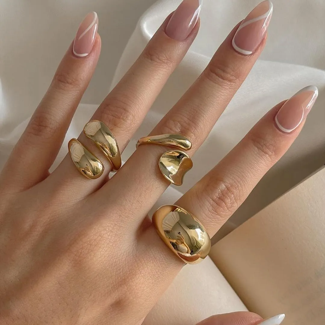Chunky Gold & Silver Statement Rings for Women - Thick, Stackable Dome Rings