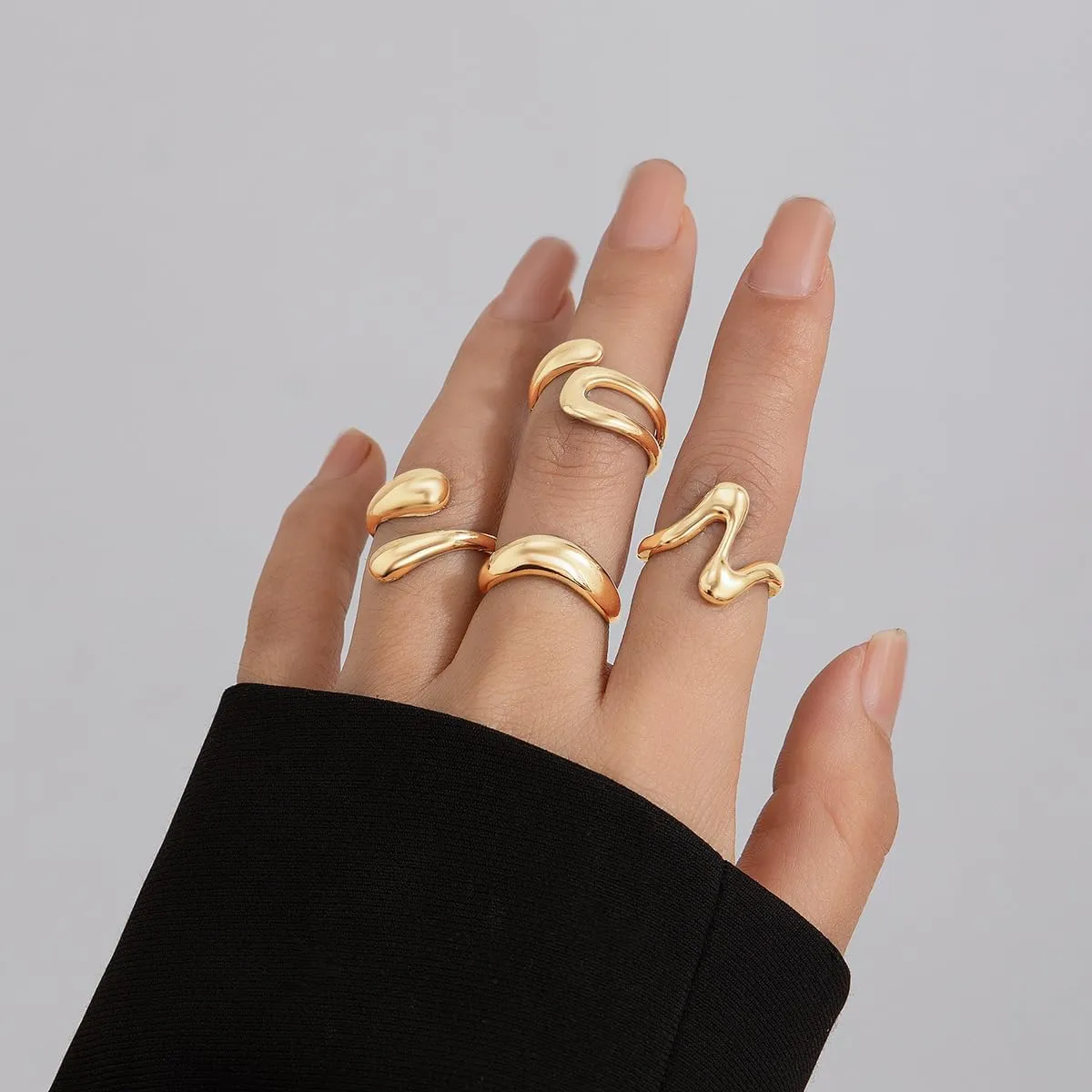 Chunky Gold & Silver Statement Rings for Women - Thick, Stackable Dome Rings