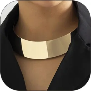 Chunky Gold Necklace Gold Statement Necklace for Women Dainty Gold Choker Necklace Gold Chunky Necklace Gold Chain Charm Necklace Exaggerated Ethnic Big Statement Necklace Gold African Tribe Wide Metal Choker Jewelry