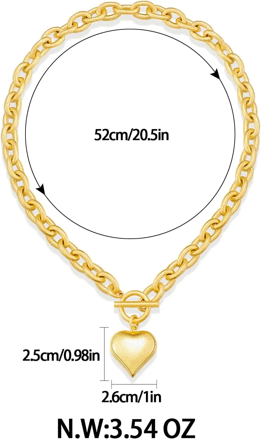 Chunky Gold Pendant Necklaces For Women Gold Chain links With Sun Heart Lion Conch Shell Charms Summer Necklaces Beach Jewelry Gift