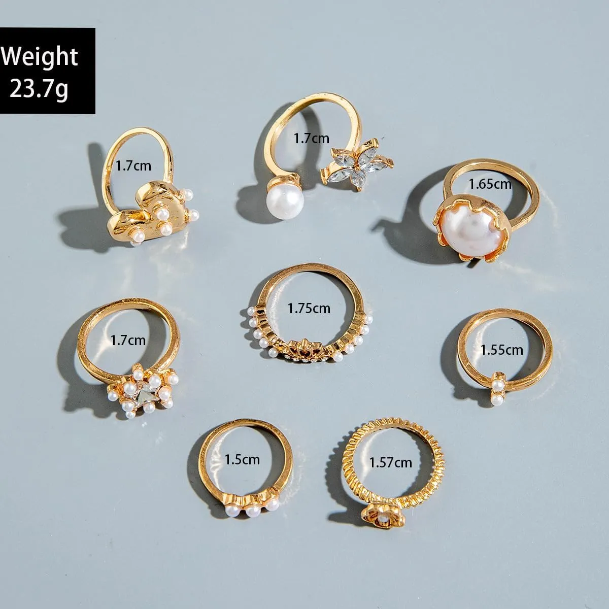 Chunky Rings for Women14K Gold/Silver Plated Adjustable Knuckle Rings Stackable Ring Sets Minimalist Irregular Statement Ring Dome Pearl Ring for Women