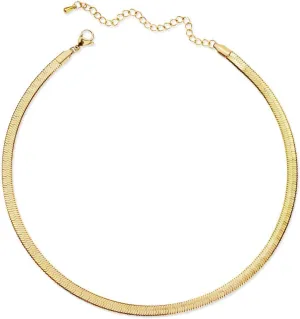 CLASSYZINT Gold Flat Chain Necklaces for Women Stainless Steel Snake Chain Cute Chokers Collar Minimalist Jewelry Simple Gift